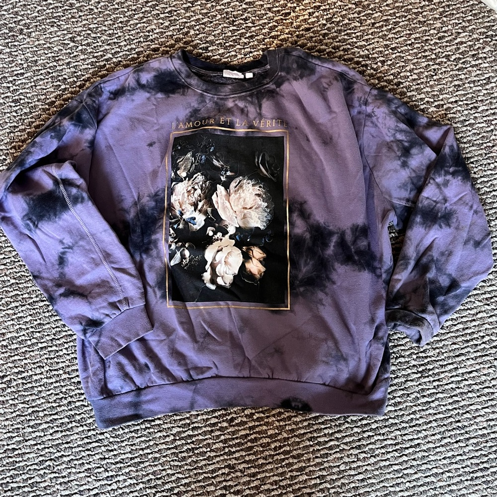 “Mighty Fine” Tie-Dye Floral Sweater